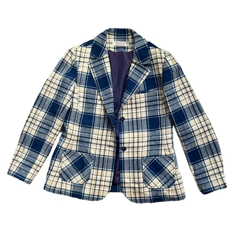 Pendleton Vintage 100% Pure Virgin Wool Plaid Jacket size 15/16